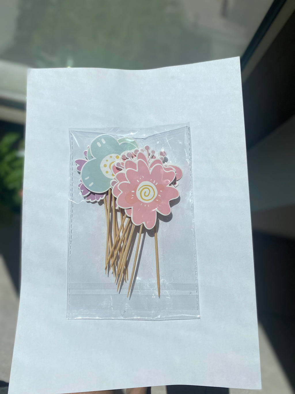 Bloem cupcake toppers van papier (12 stuks)