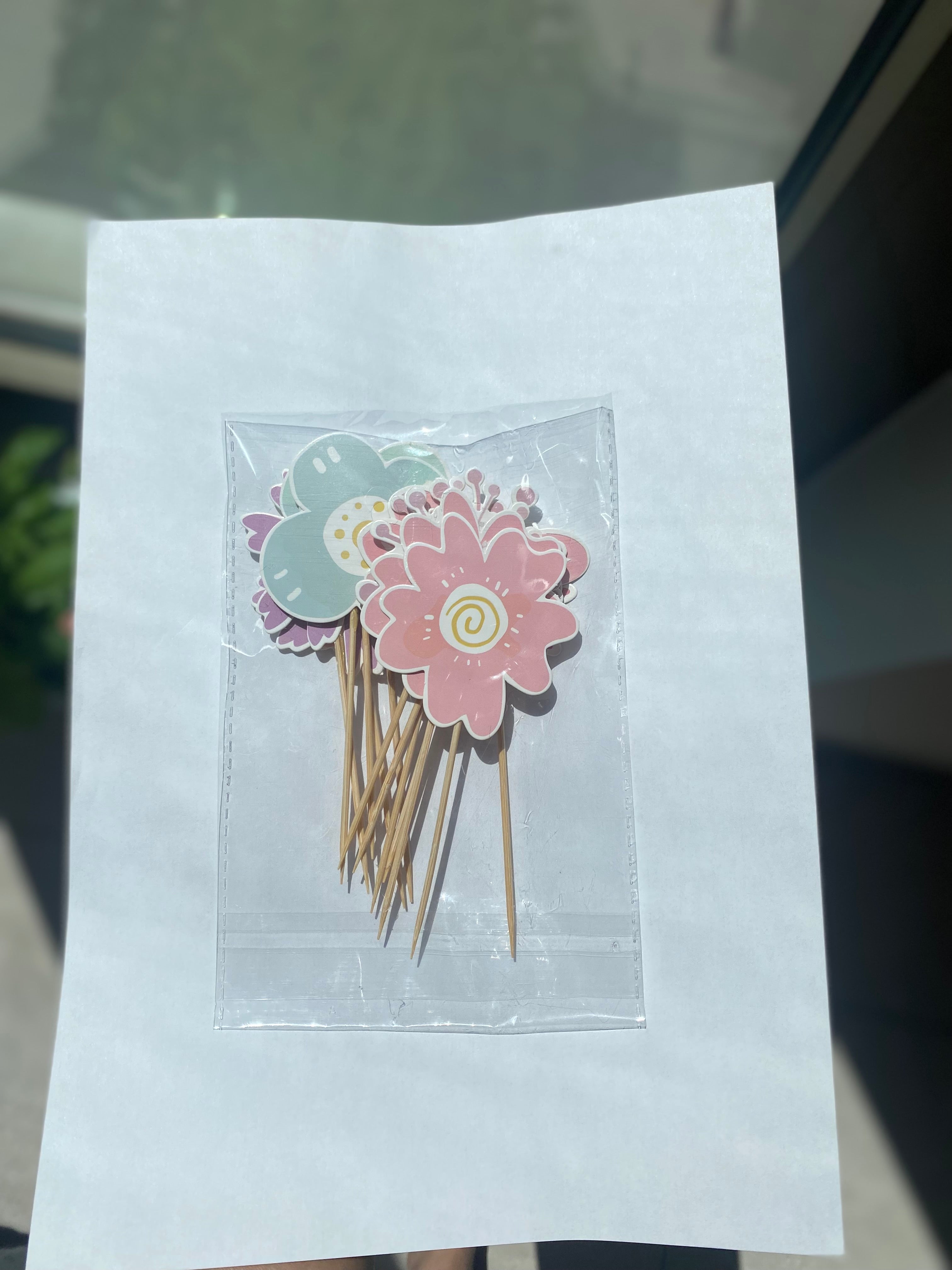 Bloem cupcake toppers van papier (12 stuks)