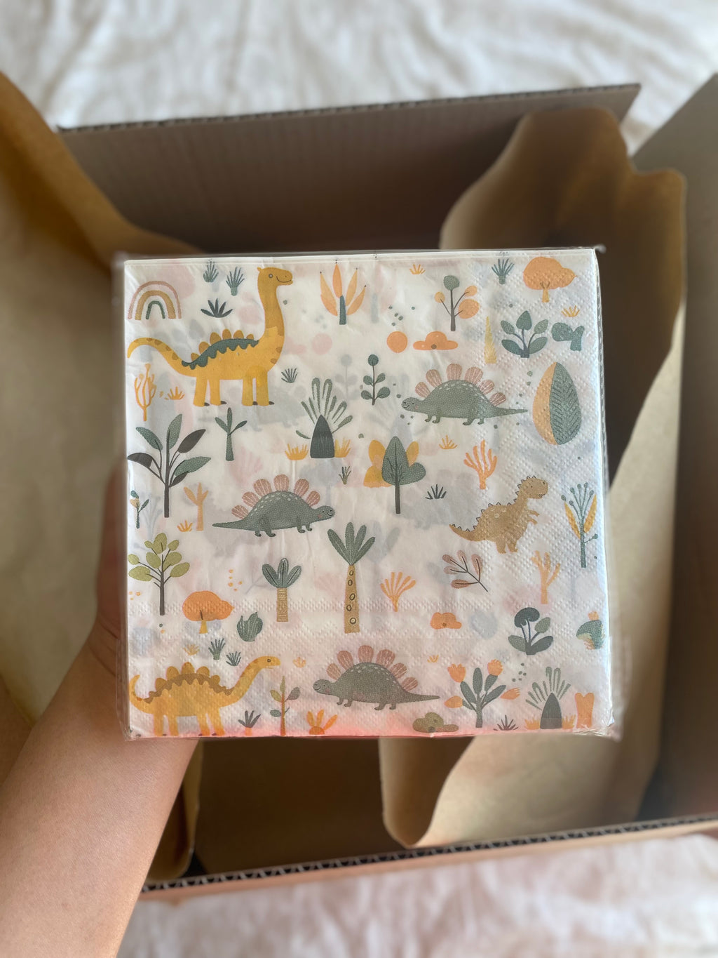 Papieren servetten – Dino & Bloemen (24 stuks)